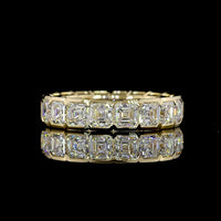 14K Yellow Gold 5.19 Carat Asscher Cut Lab Diamond Half Bezel Eternity Band (E-F VS Clarity, 18 Stones) - Covaloro Fine Jewelry
