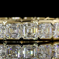 14K Yellow Gold 5.19 Carat Asscher Cut Lab Diamond Half Bezel Eternity Band (E-F VS Clarity, 18 Stones) - Covaloro Fine Jewelry