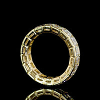 14K Yellow Gold 5.19 Carat Asscher Cut Lab Diamond Half Bezel Eternity Band (E-F VS Clarity, 18 Stones) - Covaloro Fine Jewelry