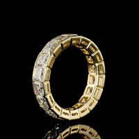 14K Yellow Gold 5.19 Carat Asscher Cut Lab Diamond Half Bezel Eternity Band (E-F VS Clarity, 18 Stones) - Covaloro Fine Jewelry