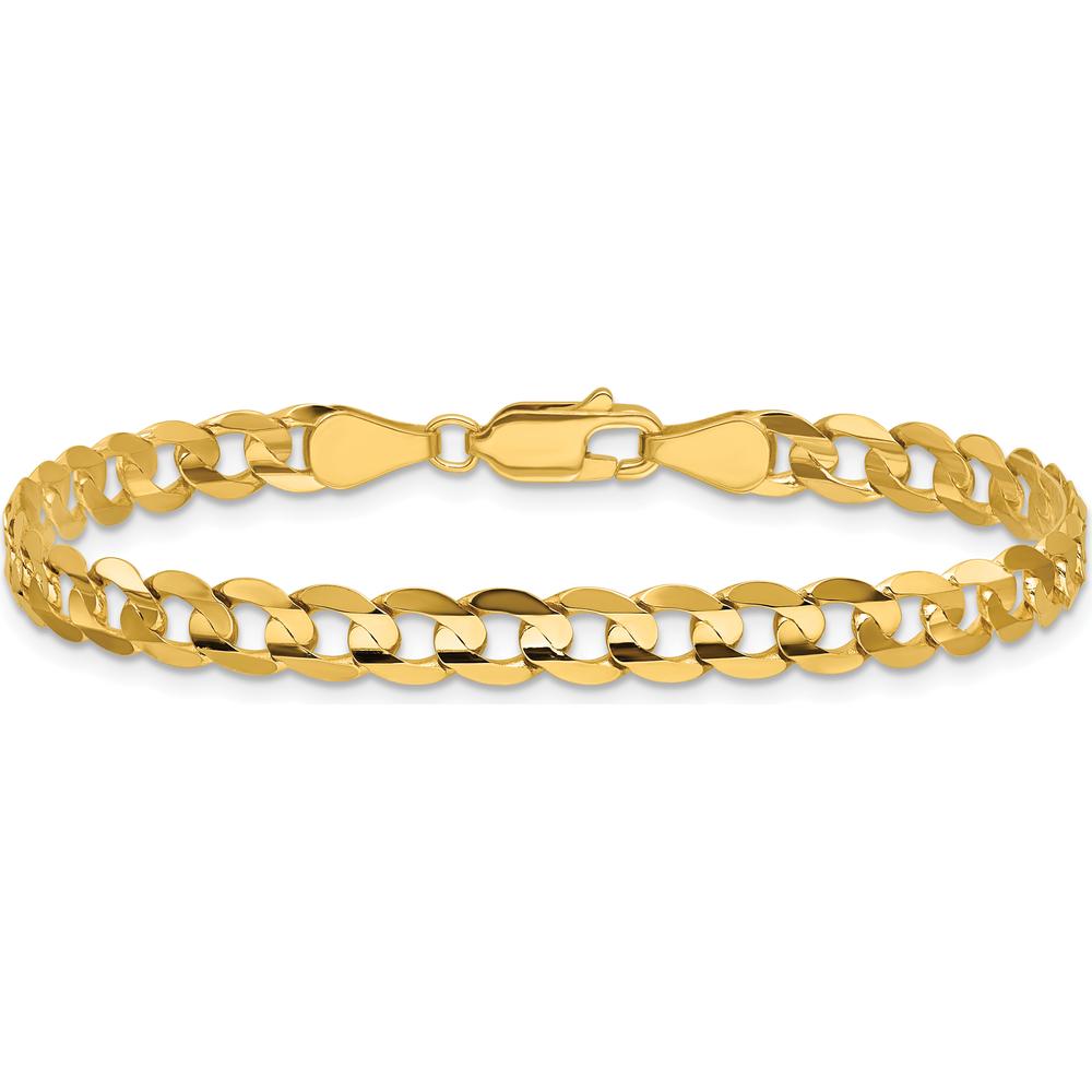 14K Yellow Gold 5.25mm Open Concave Curb Chain Bracelet - 9 Inches by Oro Pregiato