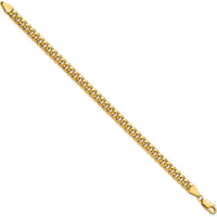 14K Yellow Gold 5.25mm Semi-Solid Miami Cuban Chain Bracelet by Oro Pregiato