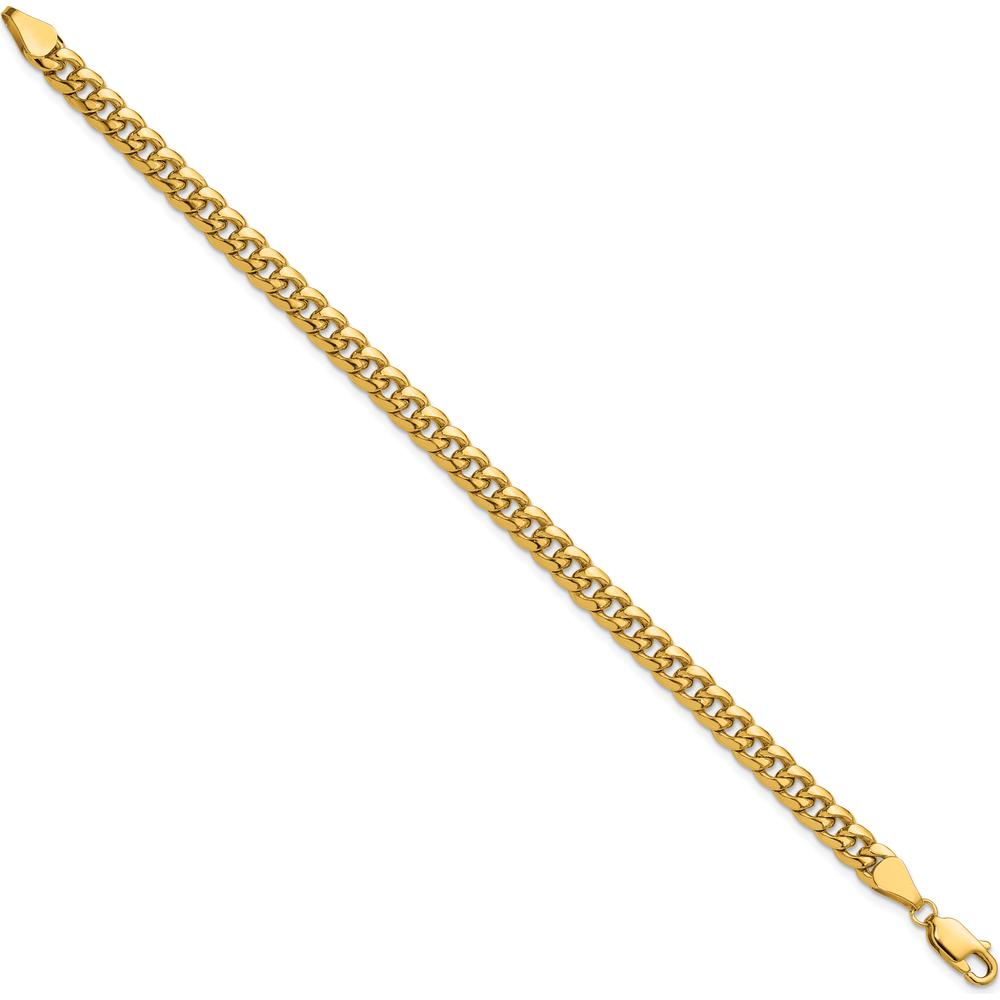 14K Yellow Gold 5.25mm Semi-Solid Miami Cuban Chain Bracelet by Oro Pregiato