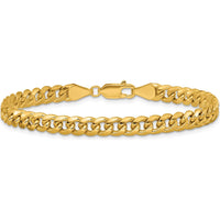 14K Yellow Gold 5.25mm Semi-Solid Miami Cuban Chain Bracelet by Oro Pregiato