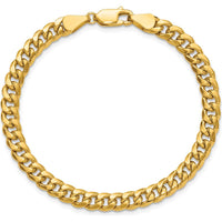 14K Yellow Gold 5.25mm Semi-Solid Miami Cuban Chain Bracelet by Oro Pregiato