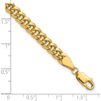 14K Yellow Gold 5.25mm Semi-Solid Miami Cuban Chain Bracelet by Oro Pregiato