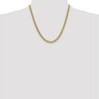 14K Yellow Gold 5.25mm Semi-Solid Miami Cuban Chain Necklace - 20 Inches by Oro Pregiato