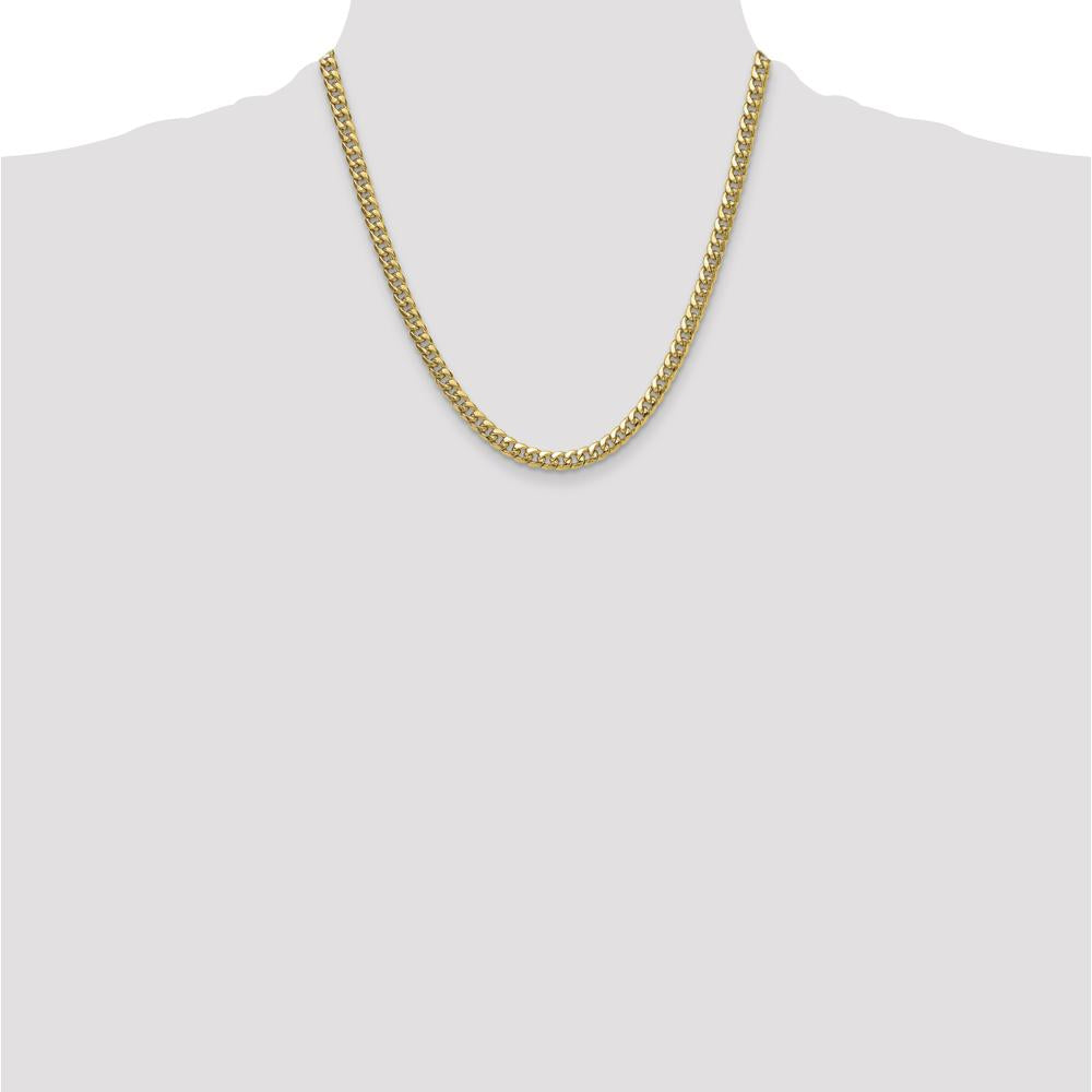 14K Yellow Gold 5.25mm Semi-Solid Miami Cuban Chain Necklace - 20 Inches by Oro Pregiato