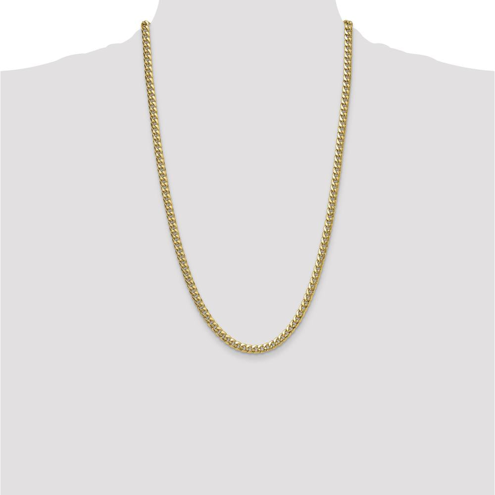 14K Yellow Gold 5.25mm Semi-Solid Miami Cuban Chain Necklace - 26 inches by Oro Pregiato