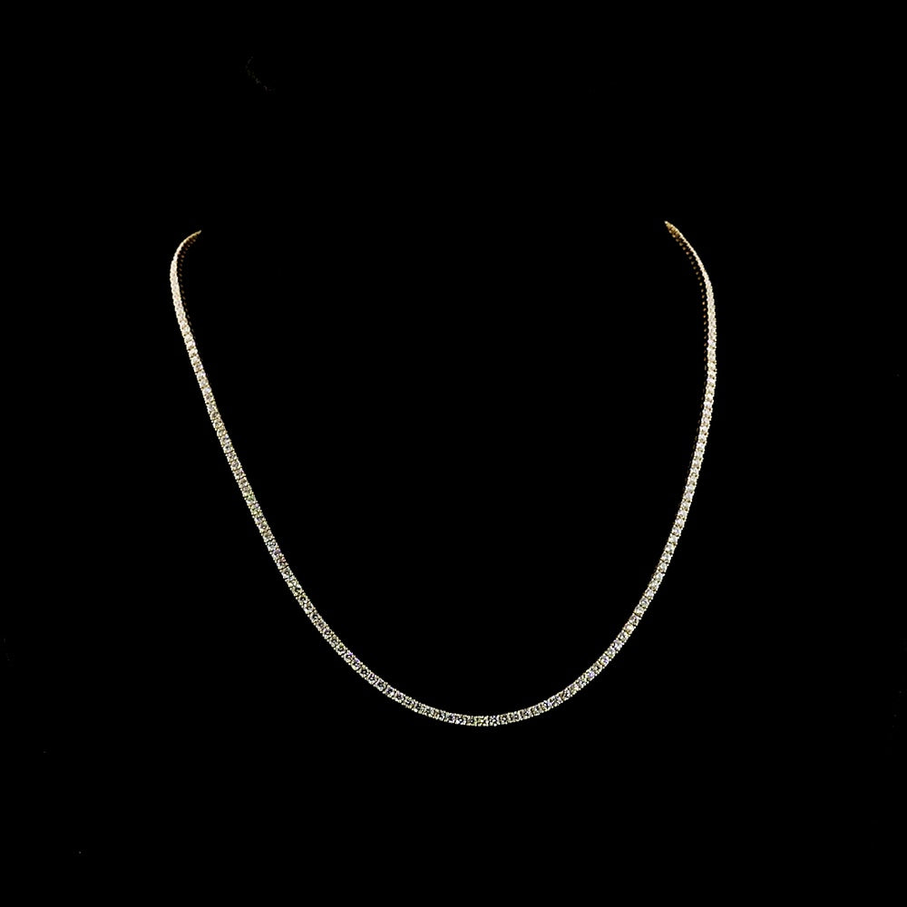 14K Yellow Gold 5.33 Carat Round Brilliant Lab Diamond Tennis Necklace with Prong Setting - 197 Stones, E-F Color VS1 Clarity - Covaloro Fine Jewelry