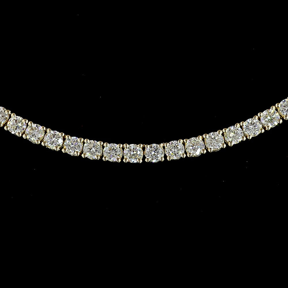 14K Yellow Gold 5.33 Carat Round Brilliant Lab Diamond Tennis Necklace with Prong Setting - 197 Stones, E-F Color VS1 Clarity - Covaloro Fine Jewelry