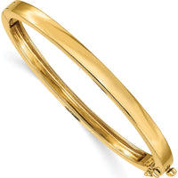 14K Yellow Gold 5.3mm Polished Solid Oval Hinged Bangle Bracelet by Oro Pregiato