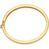 14K Yellow Gold 5.3mm Polished Solid Oval Hinged Bangle Bracelet by Oro Pregiato