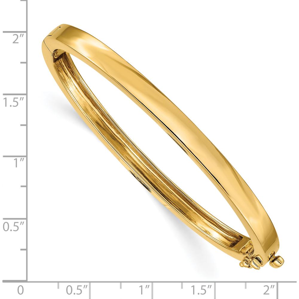 14K Yellow Gold 5.3mm Polished Solid Oval Hinged Bangle Bracelet by Oro Pregiato