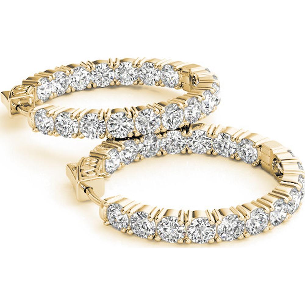 14K Yellow Gold 5.4 Carat Total Weight Lab-Grown Diamond 1.2 Inch Four-Prong Round Hoop Earrings by Robinson's Jewelers