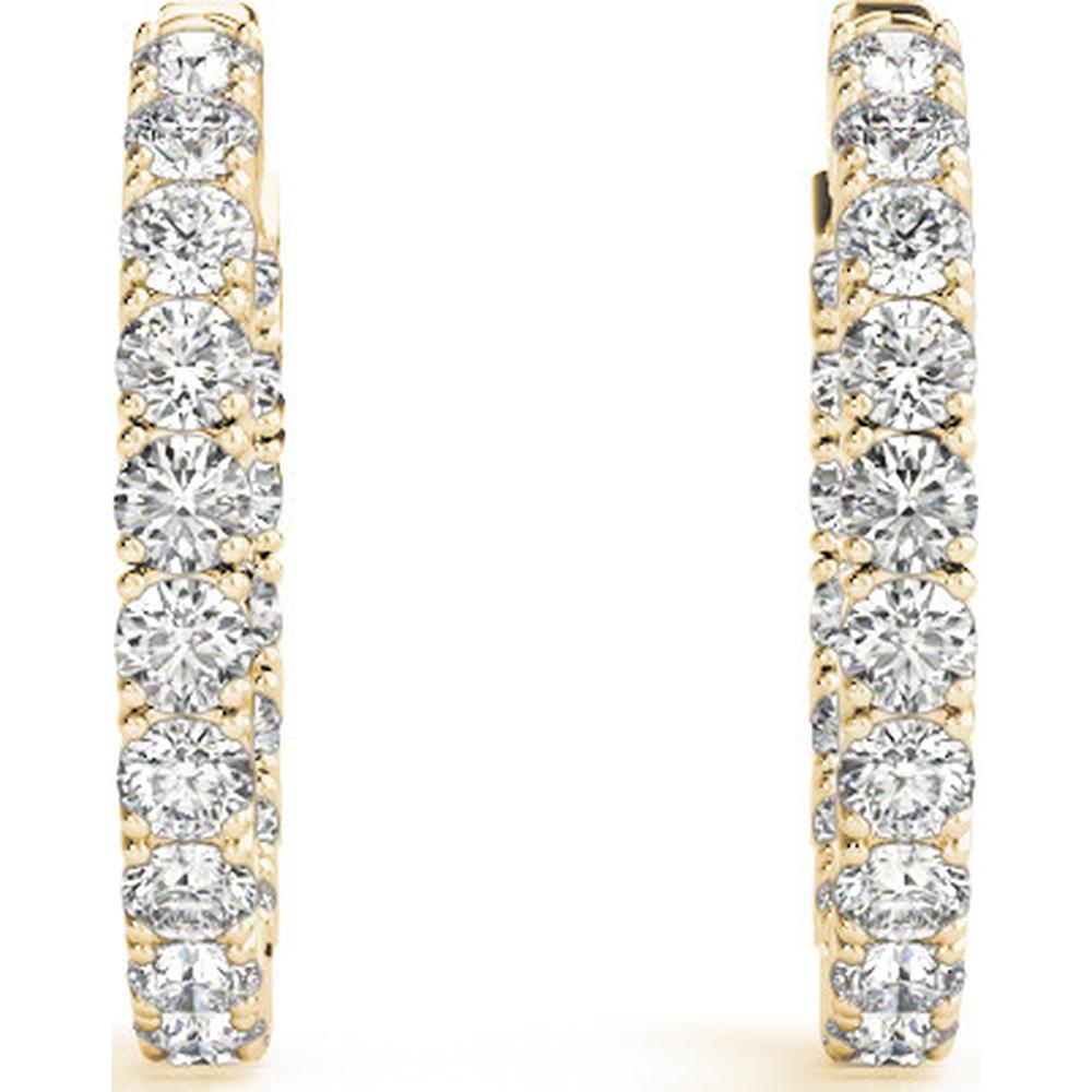14K Yellow Gold 5.4 Carat Total Weight Lab-Grown Diamond 1.2 Inch Four-Prong Round Hoop Earrings by Robinson's Jewelers