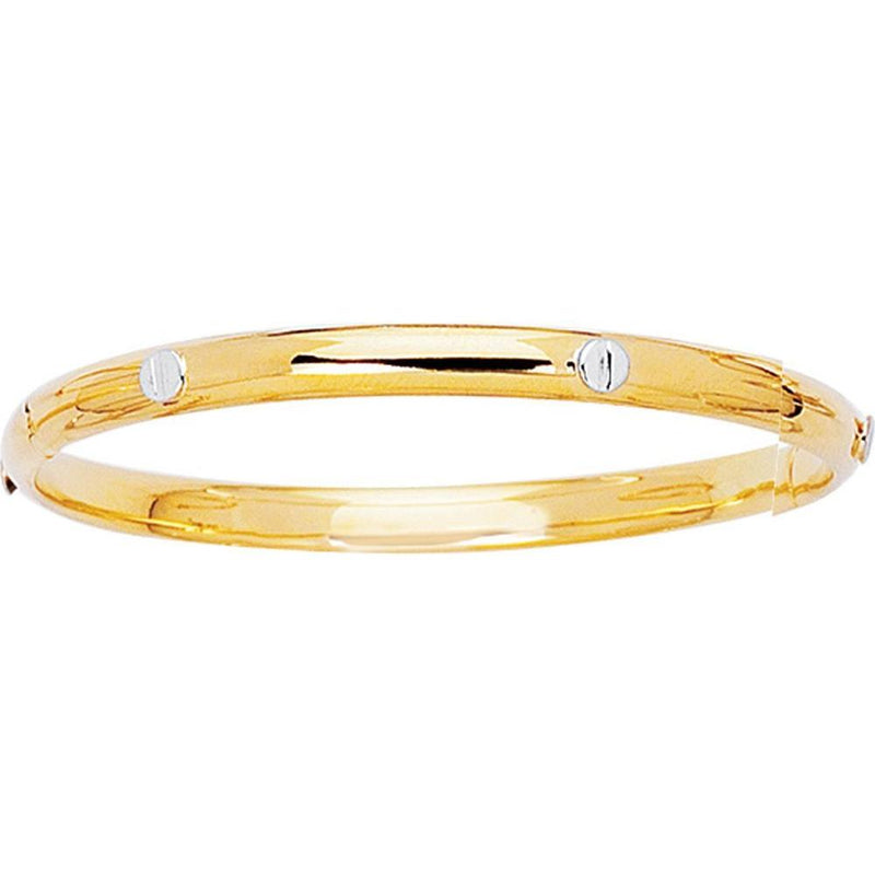 14K Yellow Gold 5.5" Screw Accent Children’s Bangle by Orozza Fine Jewelry