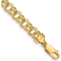 14K Yellow Gold 5.5mm Diamond-Cut Heavy Double Link Charm Bracelet - 7" Length by Oro Pregiato