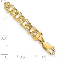 14K Yellow Gold 5.5mm Diamond-Cut Heavy Double Link Charm Bracelet - 7" Length by Oro Pregiato