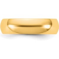 14K Yellow Gold 5.5mm Half Round Wedding Band Ring - Standard Fit by Luciano & Cie