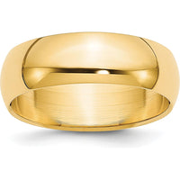 14K Yellow Gold 5.5mm LTW Half Round Domed Wedding Band - Size 8 by Luciano & Cie