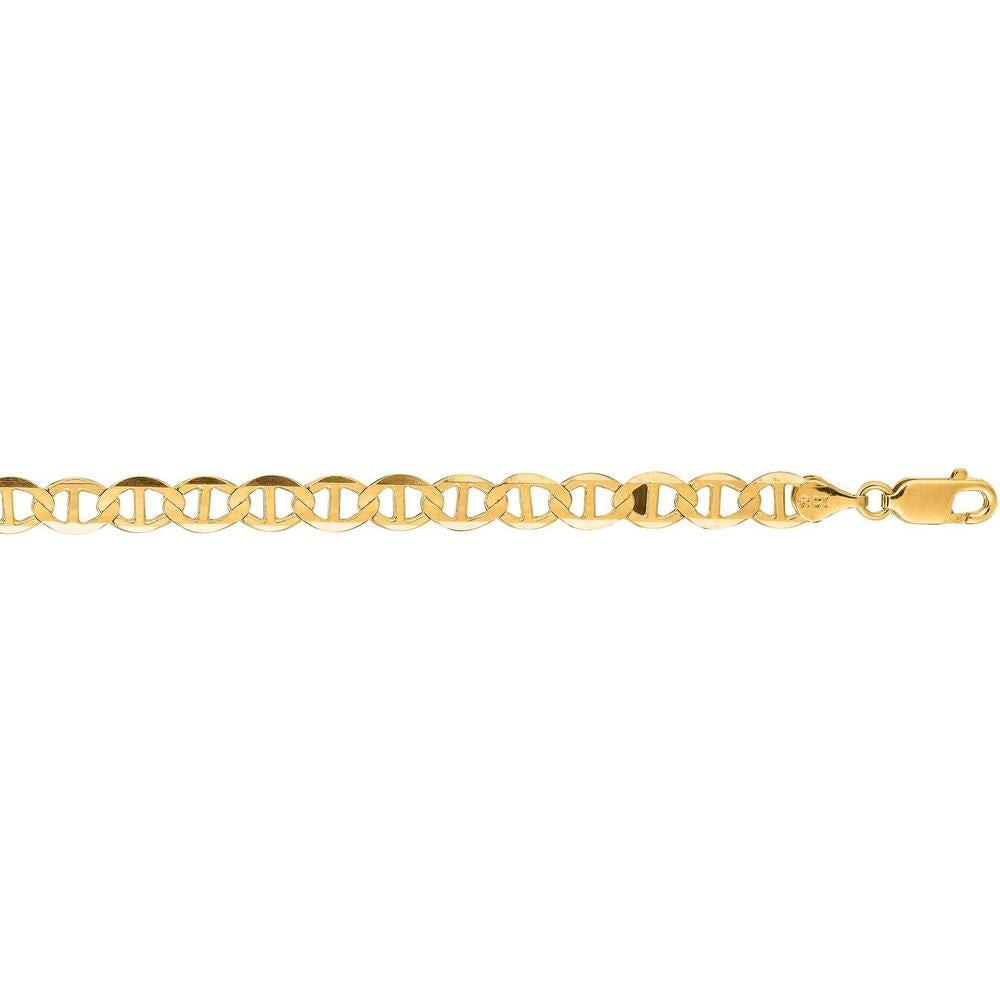 14K Yellow Gold 5.5mm Mariner Link Bracelet with Lobster Clasp - 7" by Orozza Fine Jewelry