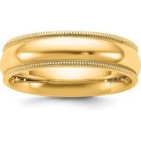 14K Yellow Gold 5.5mm Milgrain Comfort Fit Domed Wedding Band by Luciano & Cie