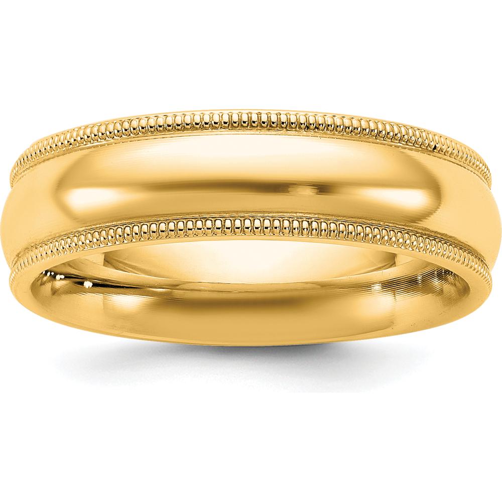 14K Yellow Gold 5.5mm Milgrain Comfort Fit Domed Wedding Band by Luciano & Cie