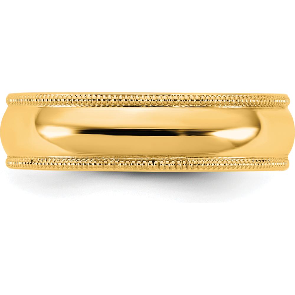 14K Yellow Gold 5.5mm Milgrain Comfort Fit Domed Wedding Band by Luciano & Cie