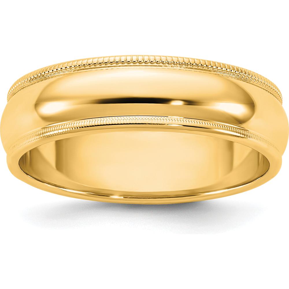 14K Yellow Gold 5.5mm Milgrain Half Round Band - Classic Wedding Ring Size 8 by Luciano & Cie