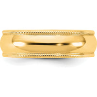 14K Yellow Gold 5.5mm Milgrain Half Round Wedding Band - Polished Finish, Engravable, Size 7 by Luciano & Cie