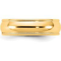 14K Yellow Gold 5.5mm Milgrain Half Round Wedding Band - Polished Finish - Size 5 by Luciano & Cie