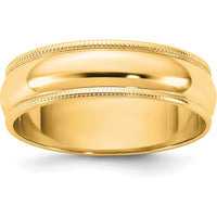 14K Yellow Gold 5.5mm Milgrain Half Round Wedding Band - Unisex Size 10 by Luciano & Cie