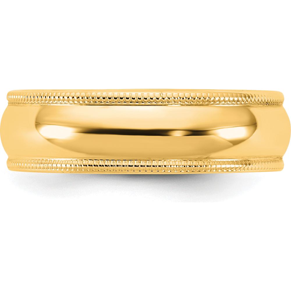 14K Yellow Gold 5.5mm Milgrain Half Round Wedding Band - Unisex Size 10 by Luciano & Cie