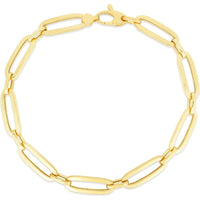 14K Yellow Gold 5.6mm Bombay Paperclip Bracelet - 7.25" with Lobster Clasp by Orozza Fine Jewelry
