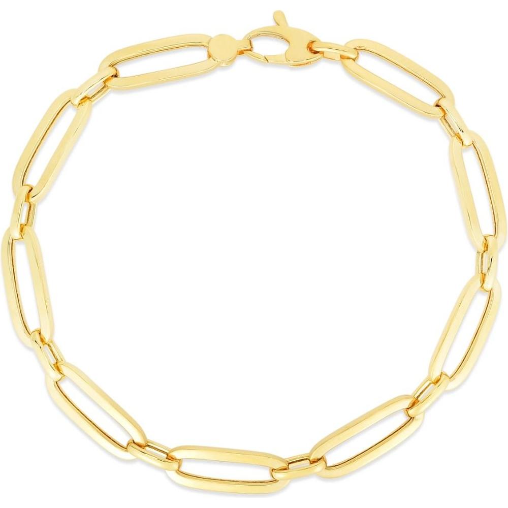 14K Yellow Gold 5.6mm Bombay Paperclip Bracelet - 7.25" with Lobster Clasp by Orozza Fine Jewelry