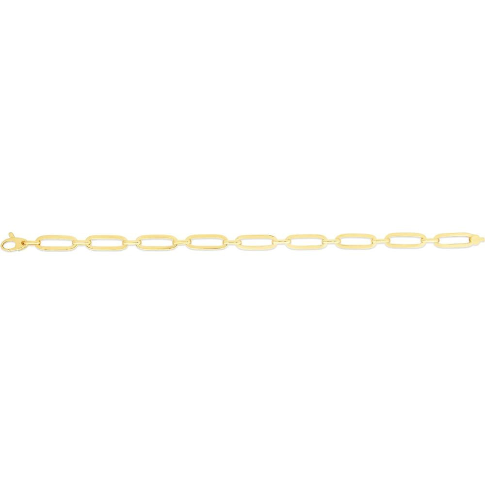 14K Yellow Gold 5.6mm Bombay Paperclip Bracelet - 7.25" with Lobster Clasp by Orozza Fine Jewelry