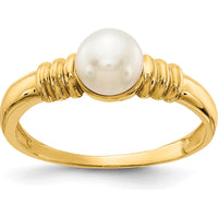 14K Yellow Gold 5-6mm Freshwater Cultured Pearl Ring with Polished Finish by Monteluci Fine Jewelry