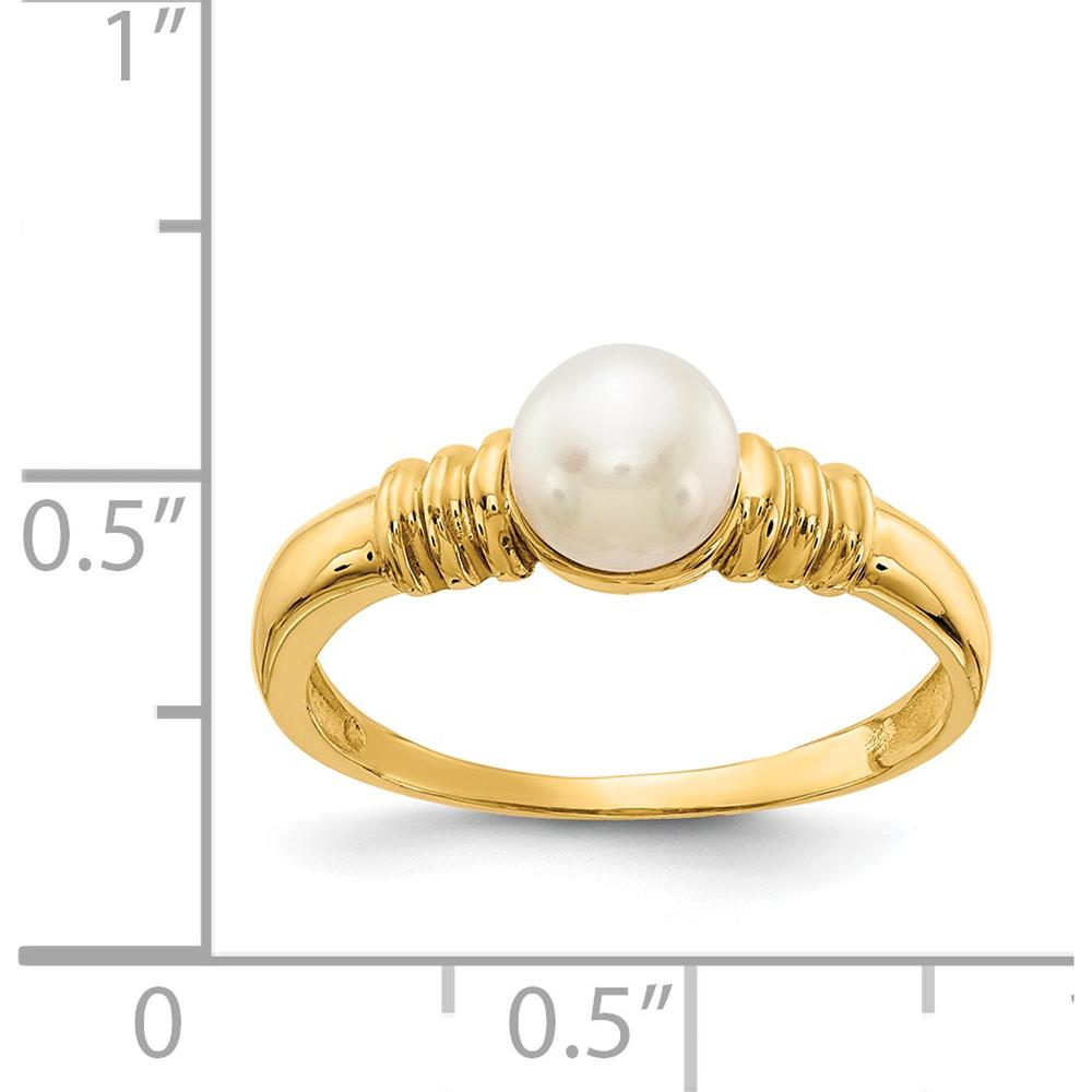 14K Yellow Gold 5-6mm Freshwater Cultured Pearl Ring with Polished Finish by Monteluci Fine Jewelry
