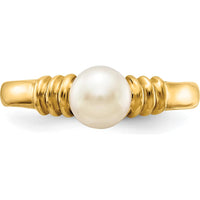 14K Yellow Gold 5-6mm Freshwater Cultured Pearl Ring with Polished Finish by Monteluci Fine Jewelry