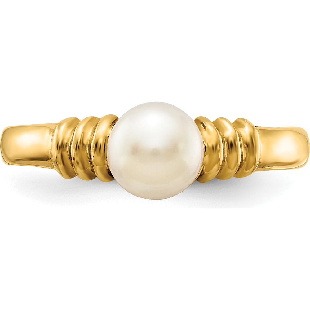 14K Yellow Gold 5-6mm Freshwater Cultured Pearl Ring with Polished Finish by Monteluci Fine Jewelry