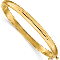 14K Yellow Gold 5.6mm Polished Solid Hinged Oval Bangle Bracelet by Oro Pregiato