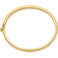 14K Yellow Gold 5.6mm Polished Solid Hinged Oval Bangle Bracelet by Oro Pregiato
