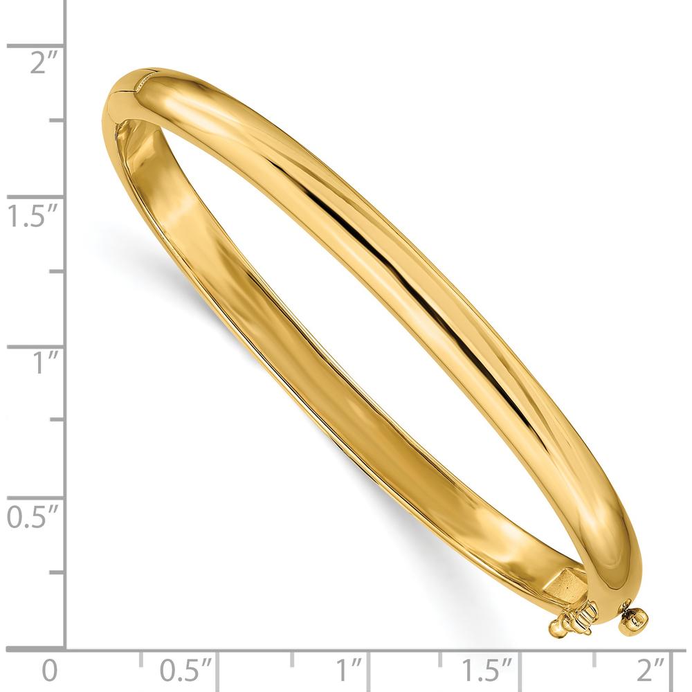 14K Yellow Gold 5.6mm Polished Solid Hinged Oval Bangle Bracelet by Oro Pregiato