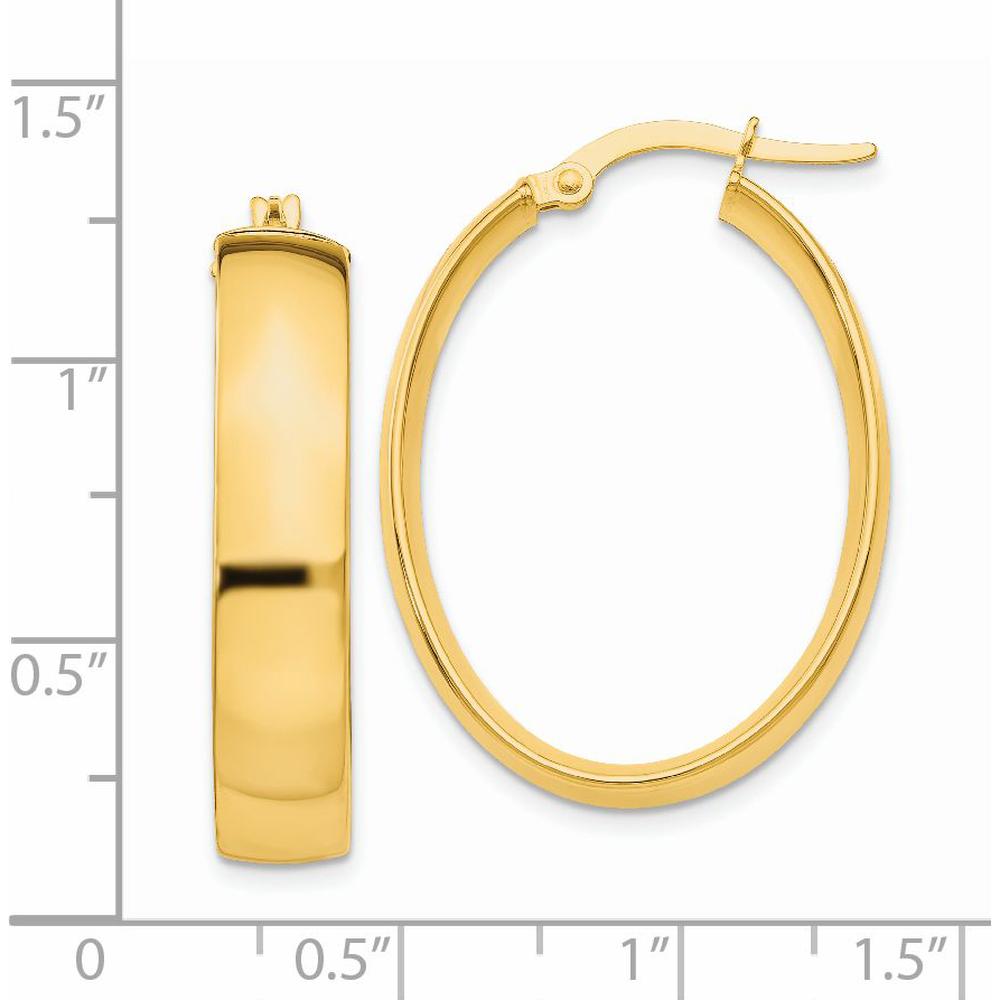 14K Yellow Gold 5.75mm Polished Oval Hoop Earrings by Monteluci Fine Jewelry