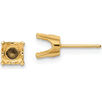 14K Yellow Gold 5.75mm Round Stud Earring Mountings with Post & Push Back by Oro Pregiato