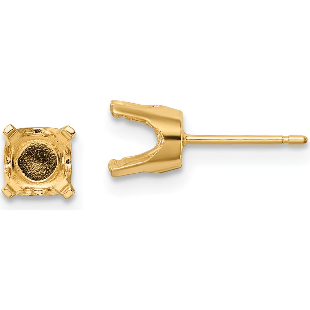 14K Yellow Gold 5.75mm Round Stud Earring Mountings with Post & Push Back by Oro Pregiato
