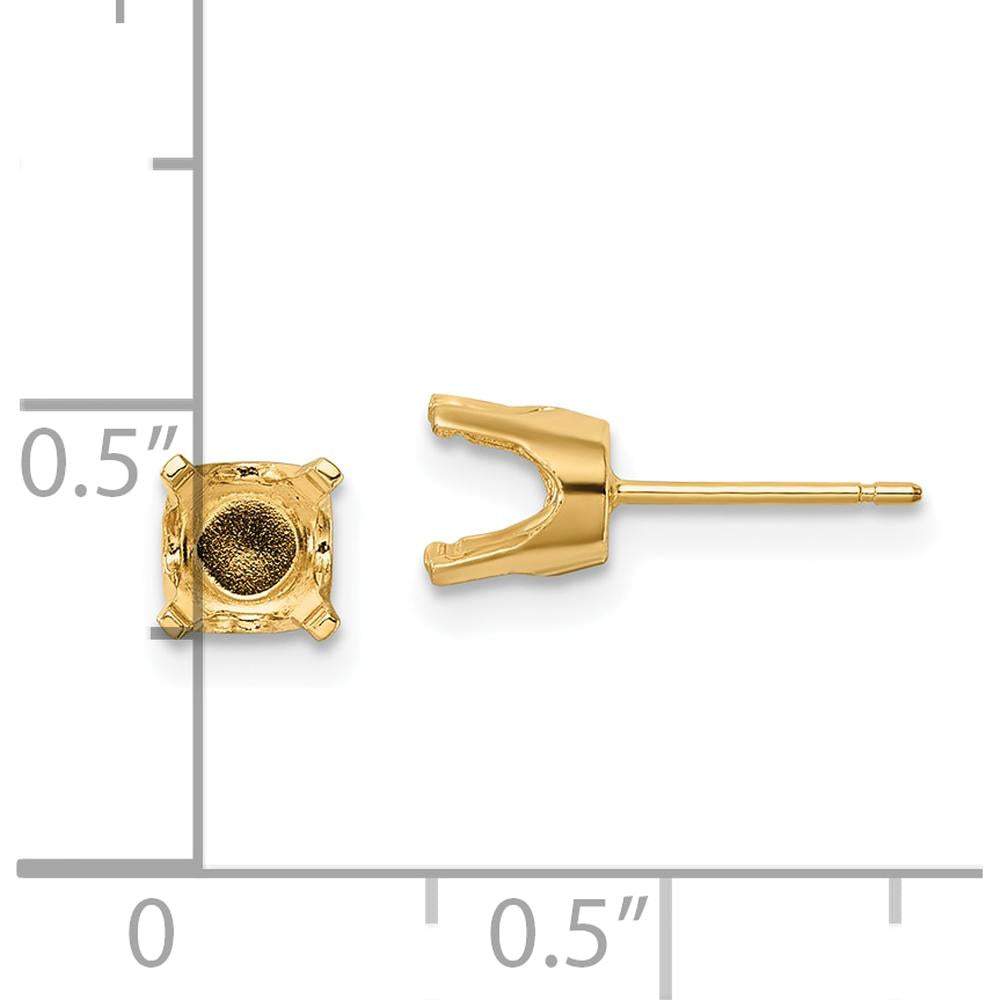14K Yellow Gold 5.75mm Round Stud Earring Mountings with Post & Push Back by Oro Pregiato