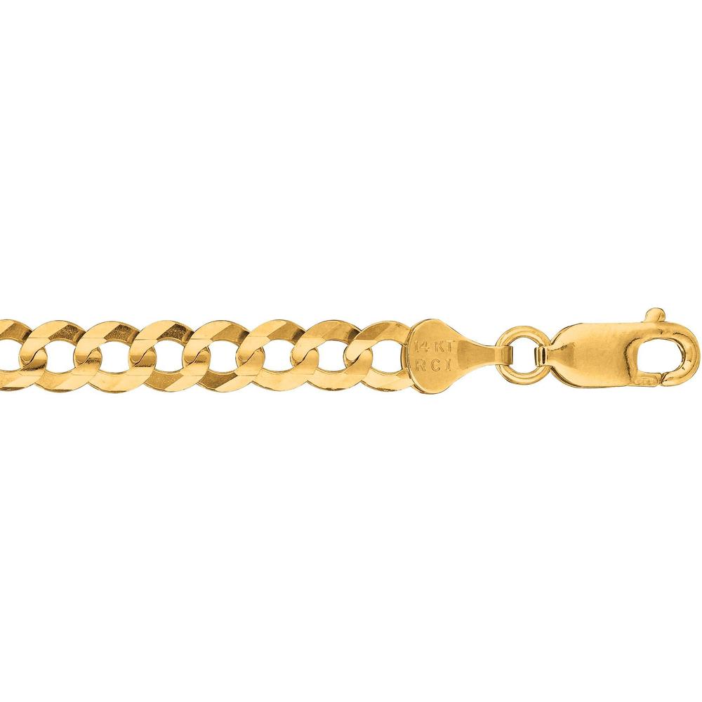 14K Yellow Gold 5.7mm Comfort Curb Chain Necklace - 24" Polished Finish by Orozza Fine Jewelry