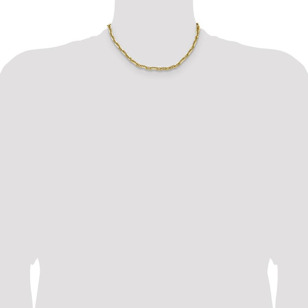 14K Yellow Gold 5.7mm Diamond-Cut Mariner Anchor Chain Necklace - 16 inches by Oro Pregiato